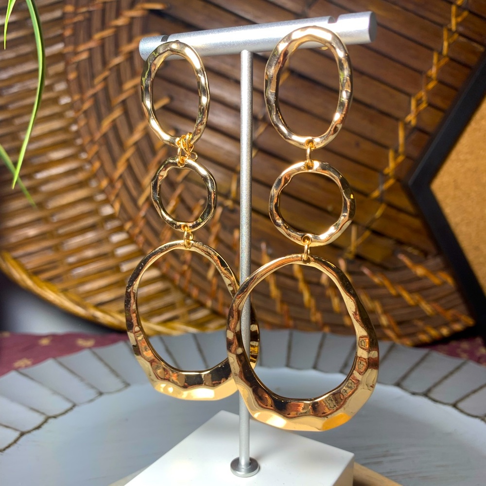Hammered plated Gold Earrings